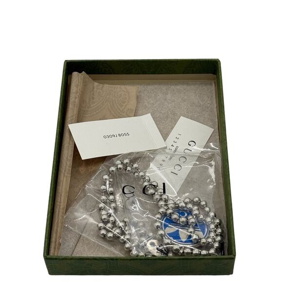 Gucci x adidas Enamel Boule Pendant Necklace*925 Sterling Silver! Unisex! BLUE - Picture 2 of 5